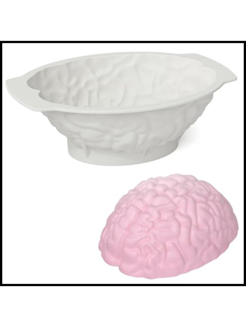 Silicone Brain Mold Realistic Human Brain Cake Mold with Support Base 3.2" Deep